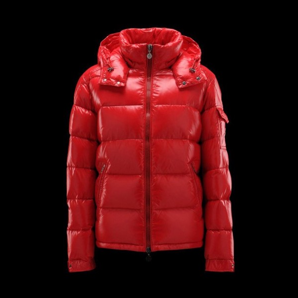 Moncler rosso semplice collare Mock caldo Uomo Cappotti uscita